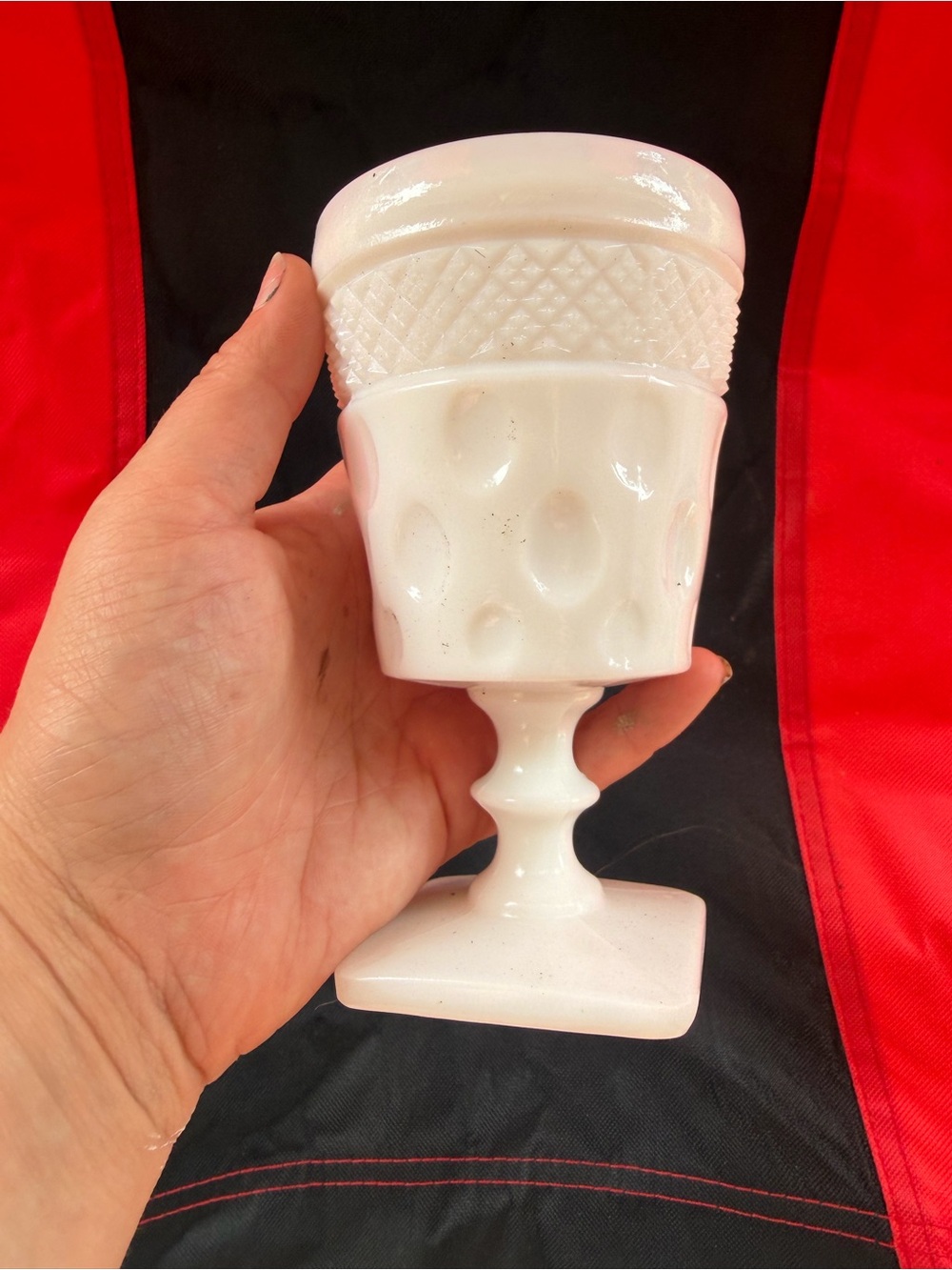Classic White Milk Glass Pedestal Goblet - Decorative Home Accent
